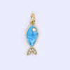24K Gold Filled 16mm Micro Paved Cz Ocean Tiny Fish Enamel Charm
