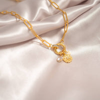 18K Gold PVD Paperclip Rhinestone Charm Holder Necklace