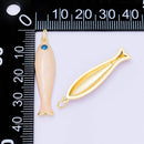 24K Gold Filled 34mm Peach Enamel Sardine Sea Fish Charm