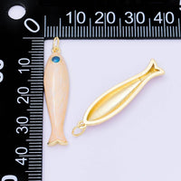 24K Gold Filled 34mm Peach Enamel Sardine Sea Fish Charm