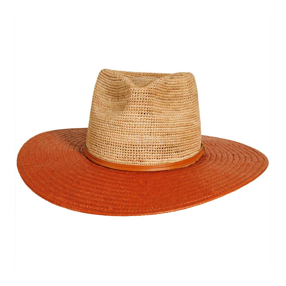 Coral Two Tone Safari Straw Sun Hat