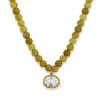 Beaded Necklace with Bezel Charm