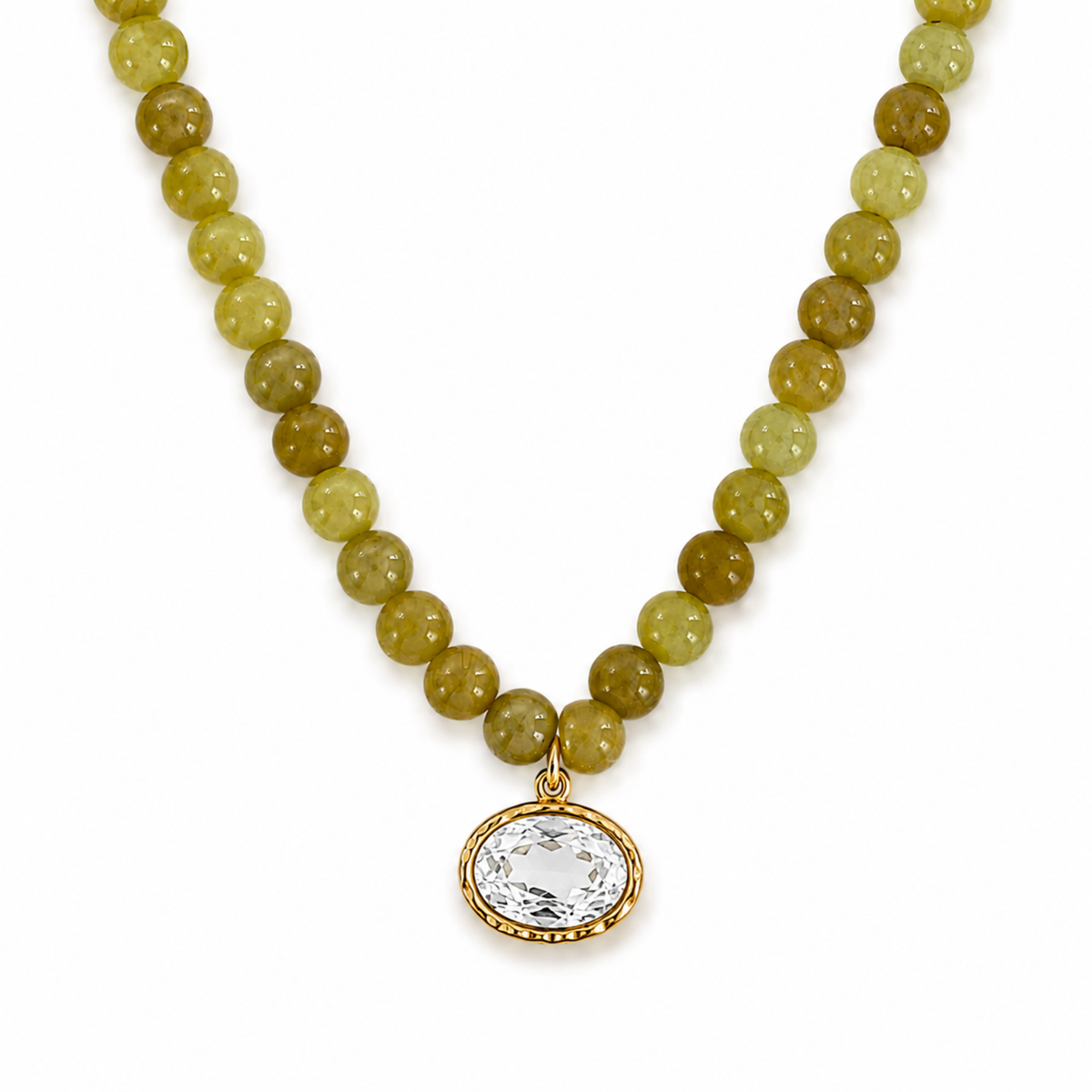 Beaded Necklace with Bezel Charm