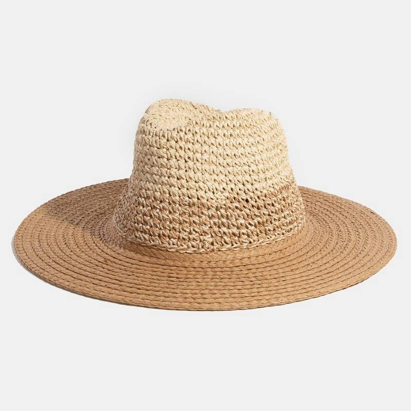 Two Tone Contrast Straw Hat