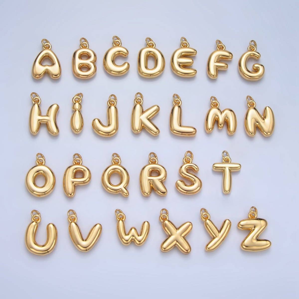 24K Gold Filled 17mm Initial Letter Chubby Balloon Charm