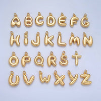 24K Gold Filled 17mm Initial Letter Chubby Balloon Charm