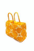 Gemma Crochet Disc Rectangle Straw Basket Handbag
