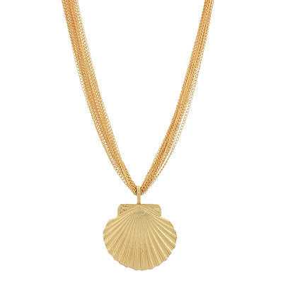 Shell Pendant Multi Chain Necklace