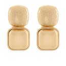 Hammered Dome & Metal Square Earrings