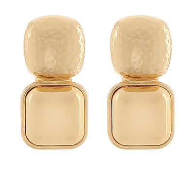 Hammered Dome & Metal Square Earrings