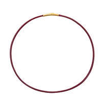 18K Gold Filled 4mm Brown / Red Faux Leather Cord Necklace