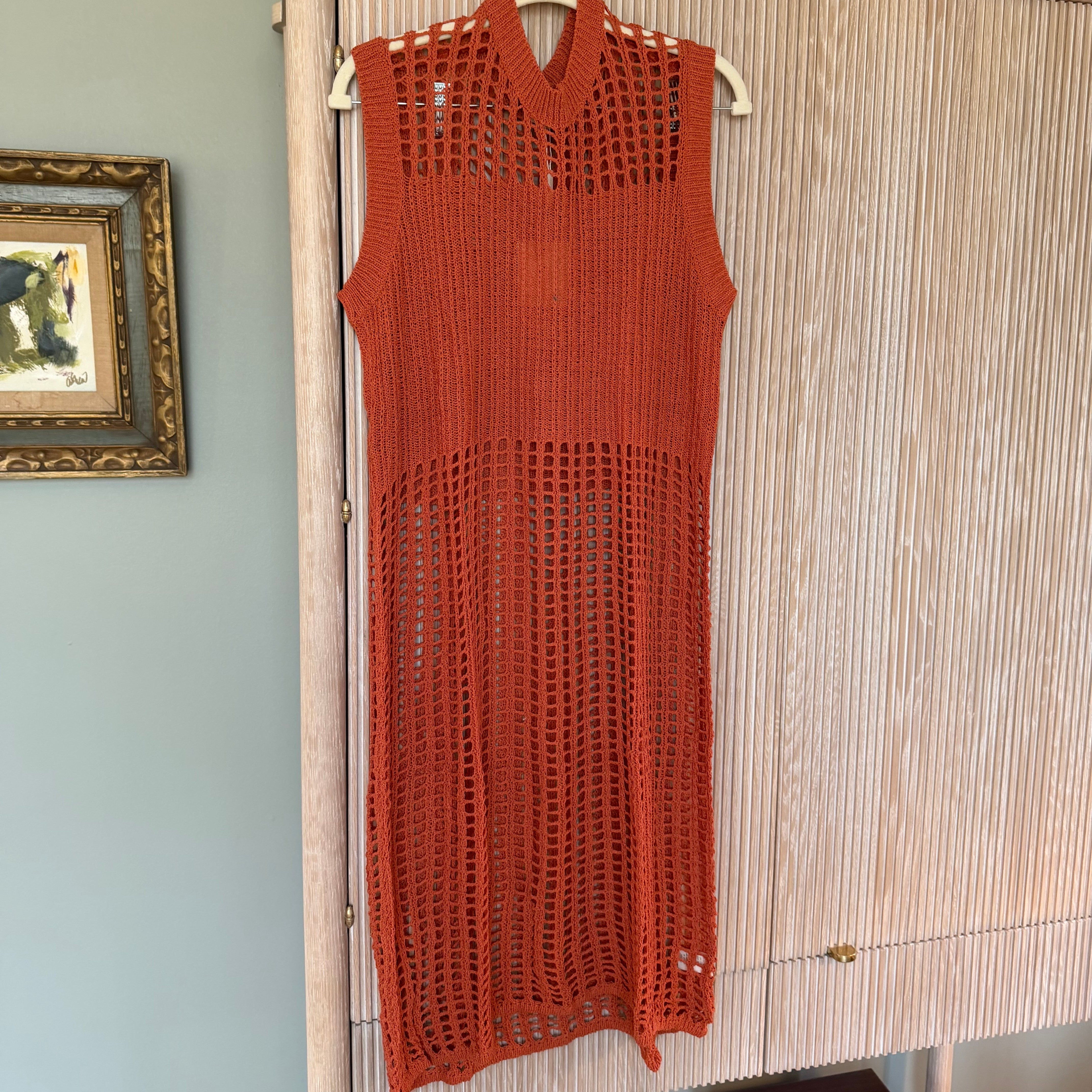 Sleeveless Knit Cover Up in Burnt Orange
