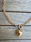 Gold Chain with Gold Bubble Heart