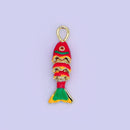 24K Gold Filled Red, Blue Enamel Fish 3D Multidimensional Charm
