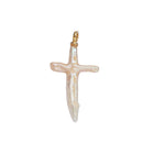 16K Gold Filled White Baroque Freshwater Pearl Cross Pendant