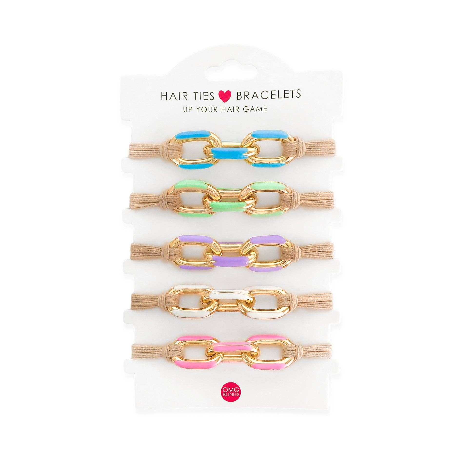 5pc Enamel Hair Tie - Bracelet Set