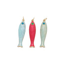18K Gold Filled Blue, Green, Red Enamel Sardine Fish Charm