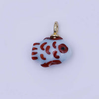 24K Gold Filled Blue, Green, Yellow Fish Ceramic Drop Pendant