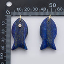 18K Gold Filled 38.8mm Clear CZ Natural Gemstone Fish Charm