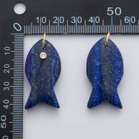 18K Gold Filled 38.8mm Clear CZ Natural Gemstone Fish Charm