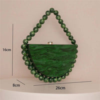 Pearlescent Acrylic Half Moon Beaded Evening Bag