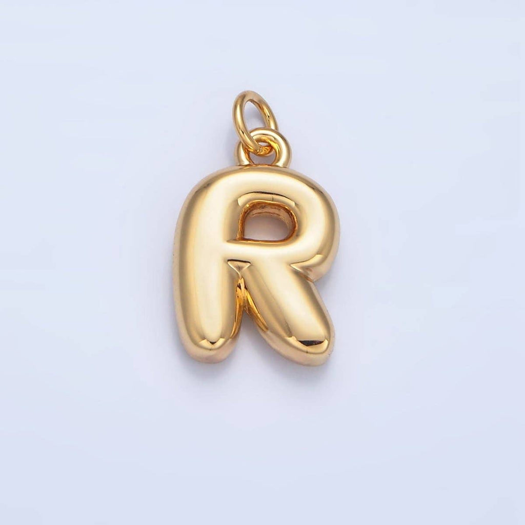 24K Gold Filled 17mm Initial Letter Chubby Balloon Charm | A1513 - A1525