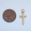 24K Gold Filled Mini Clear Micro Paved CZ Religious Cross Charm