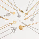 18K Gold PVD Stainless Steel CZ Compass Star Charm