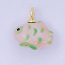 24K Gold Filled 19mm Ceramic Art Pocket Sea Fish Animal Charm