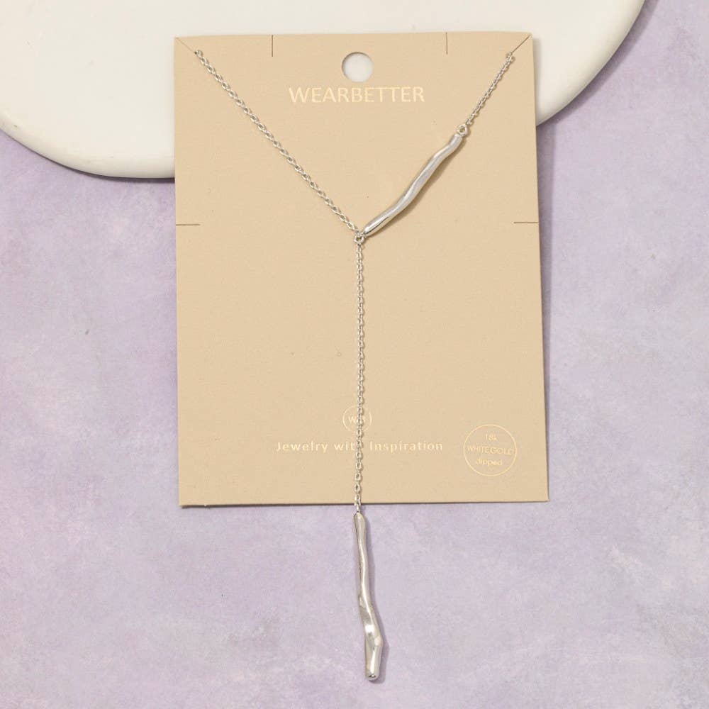 Gold Dipped Double Irregular Bar Y Chain Necklace (In stock week of March 16th)