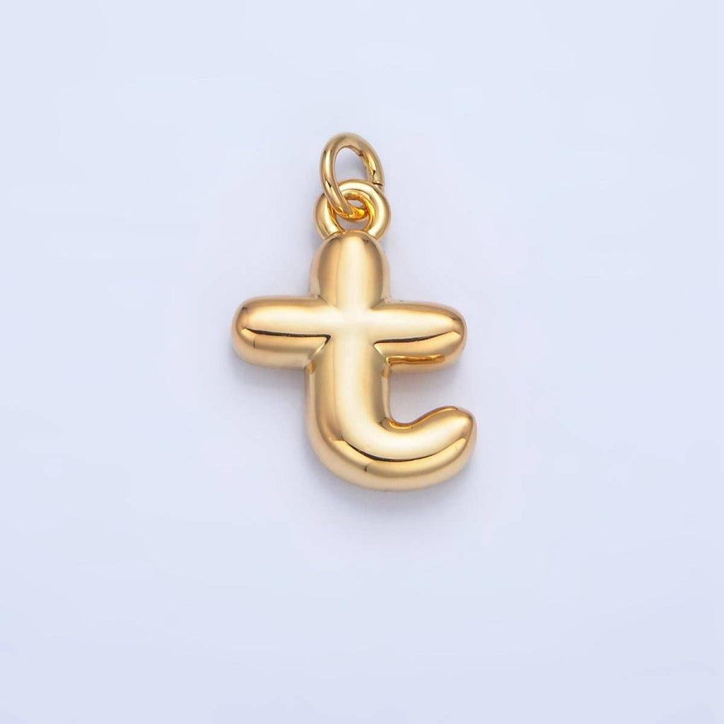 24K Gold Filled 17mm Initial Letter Chubby Balloon Charm | A1513 - A1525