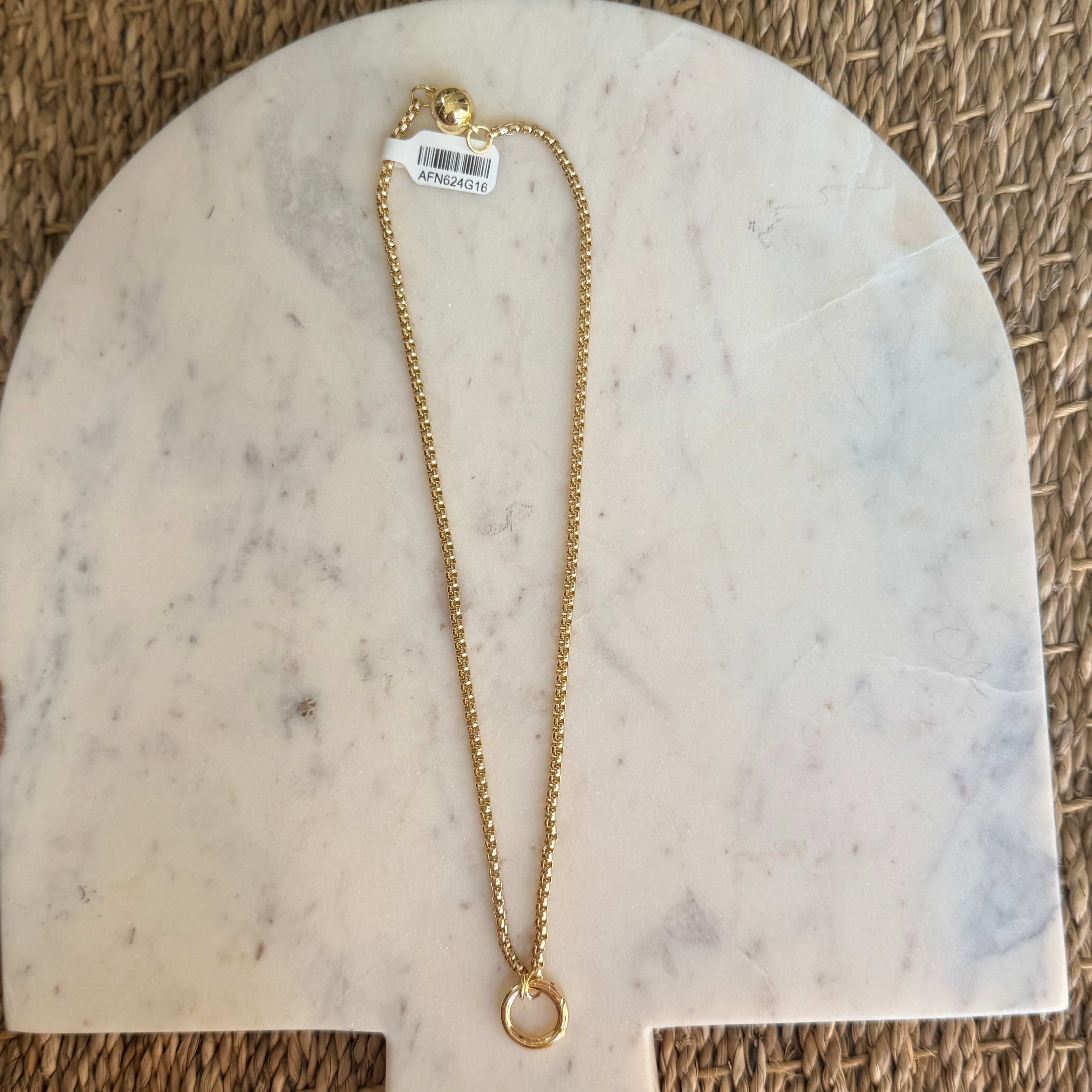 Gold Necklace with Charm Ring- 2