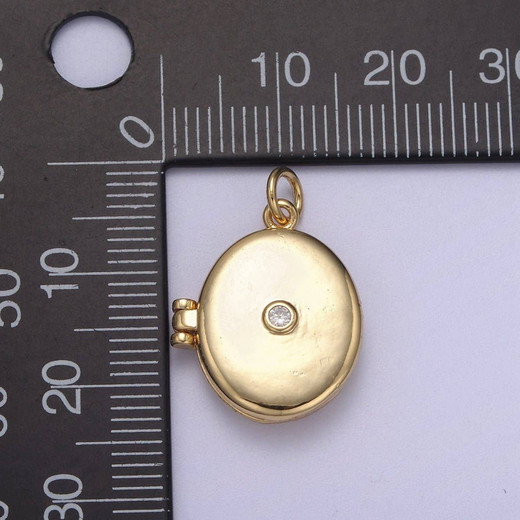 Classic Gold Filled Oval Locket Photo Locket, Minimalist Jewelry, Necklace Pendant for Jewelry Making supply C-386