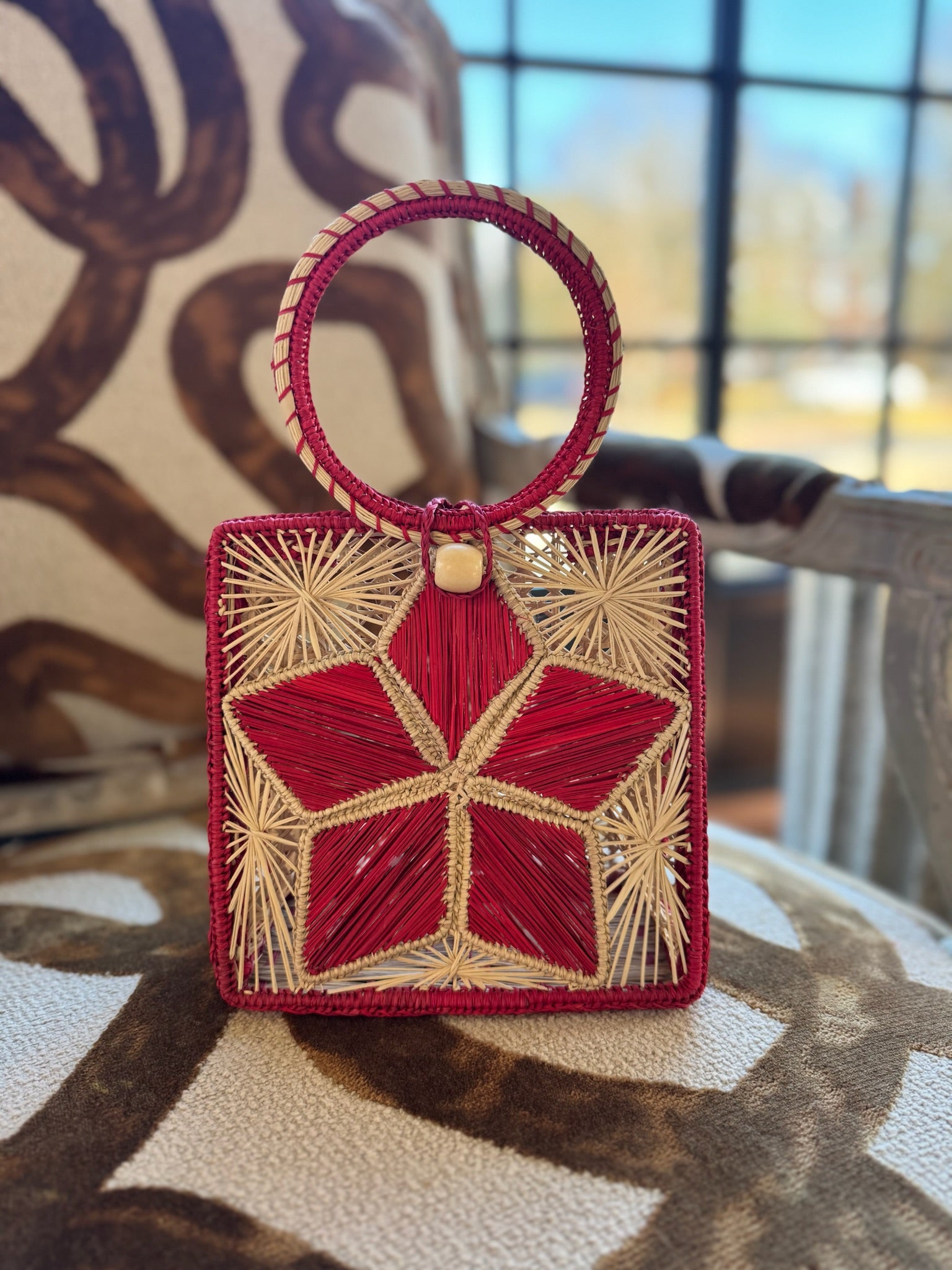 Handwoven Geometric Statement Handbag