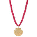 Metal Shell Charm Necklace in Fuchsia