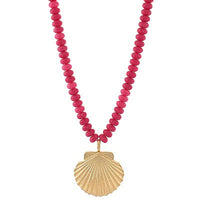 Metal Shell Charm Necklace in Fuchsia