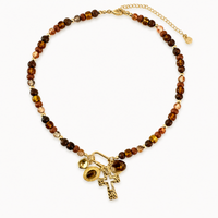 Tiger’s Eye Beaded Charm Necklace