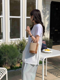 Straw Bucket Crossbody Bag