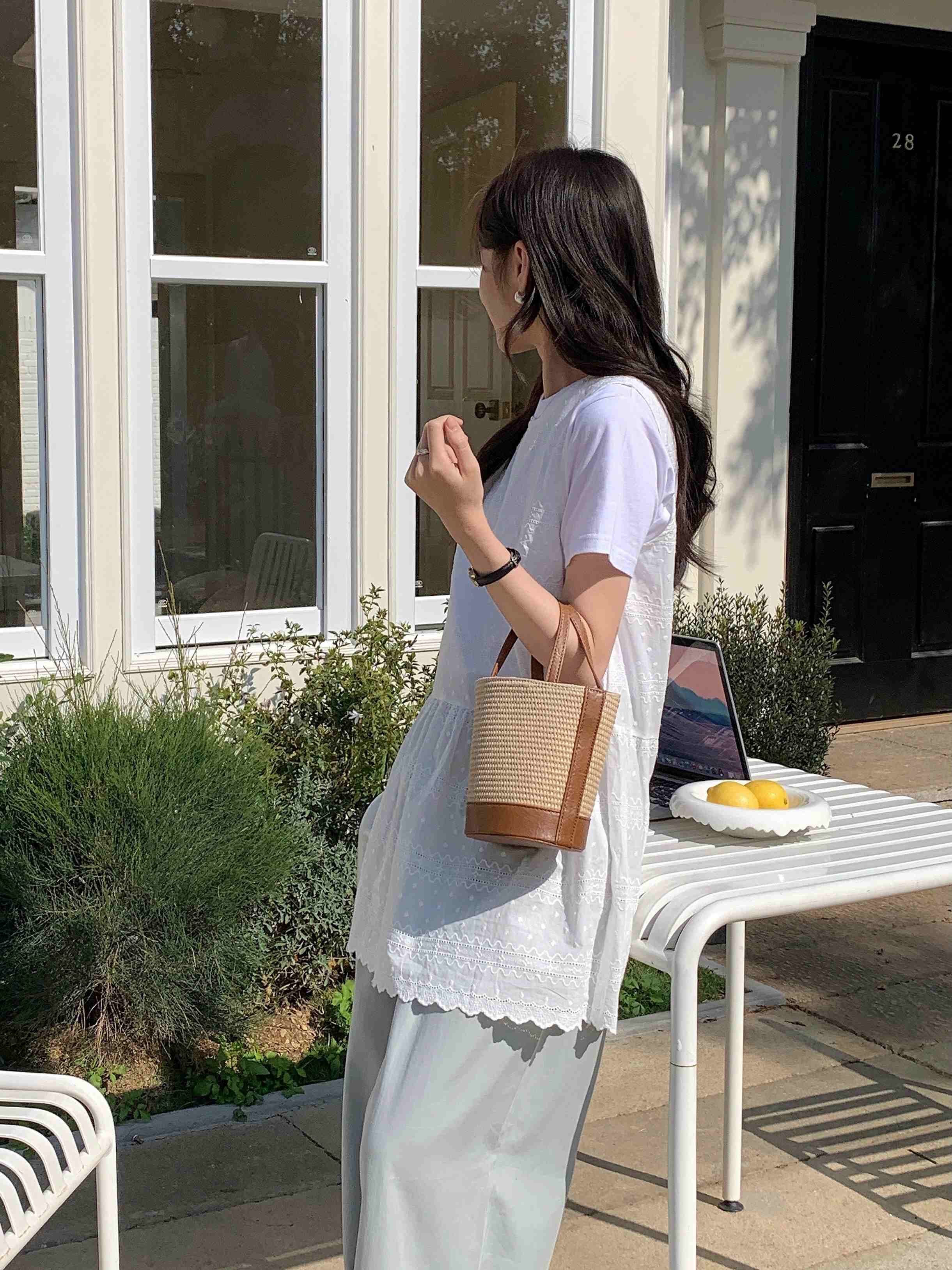 Straw Bucket Crossbody Bag