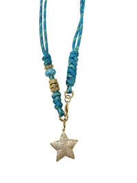 Johnny Aqua Rope Necklace with Serena CZ Star Charm