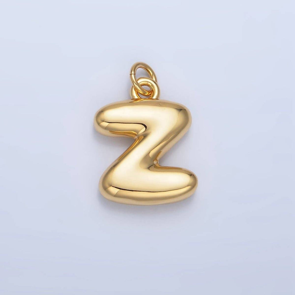 24K Gold Filled 17mm Initial Letter Chubby Balloon Charm | A1513 - A1525