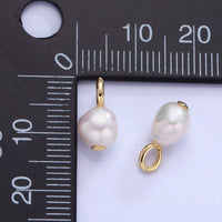 14K Gold Filled 14mm Ringed Freshwater Pearl Drop Pendant