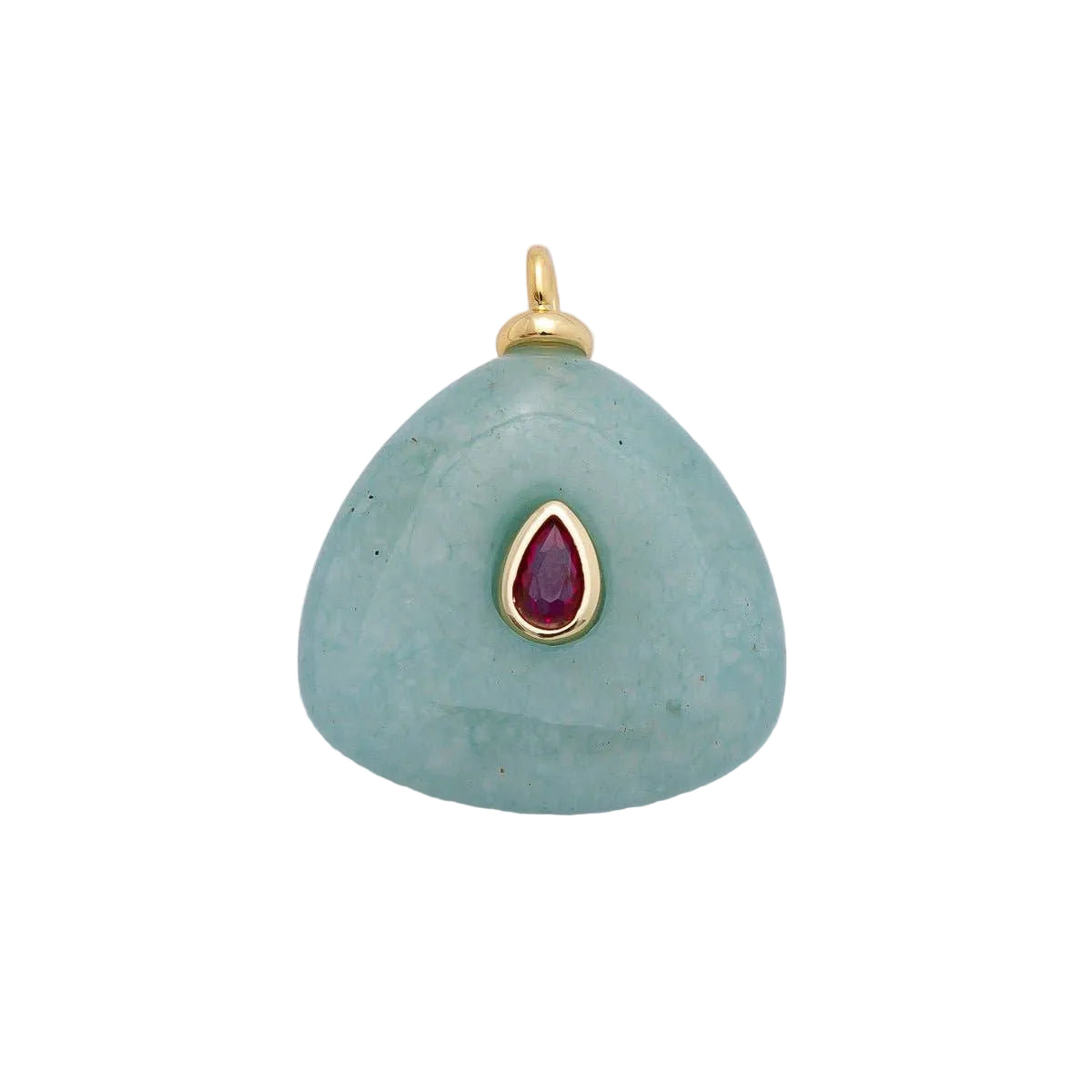 Red Teardrop Green Aventurine Triangle Gemstone Charm