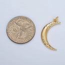 24K Gold Filled Clear CZ Dotted Celestial Crescent Moon Charm