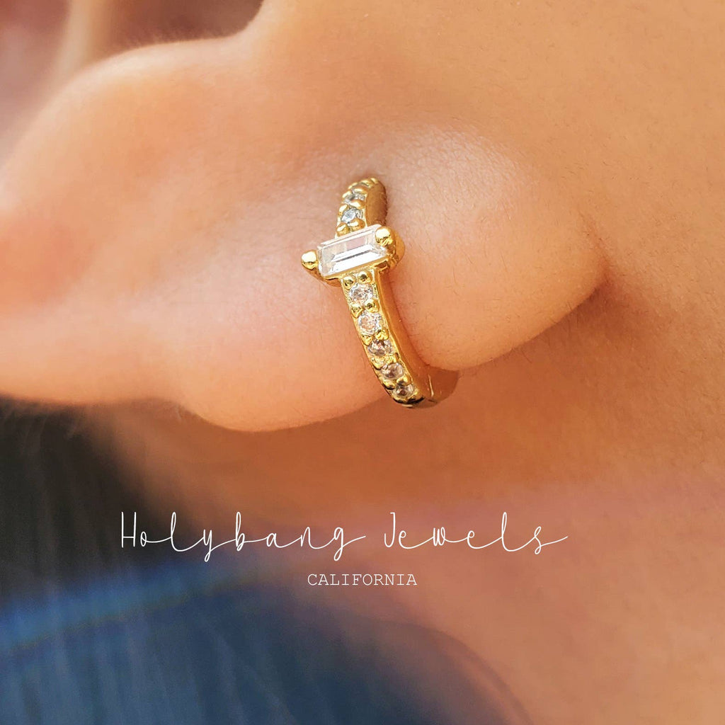 BAGUETTE HUGGIE EARRINGS