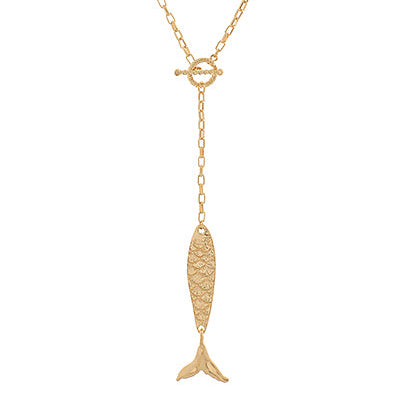 Fish Charm Drop Y Necklace