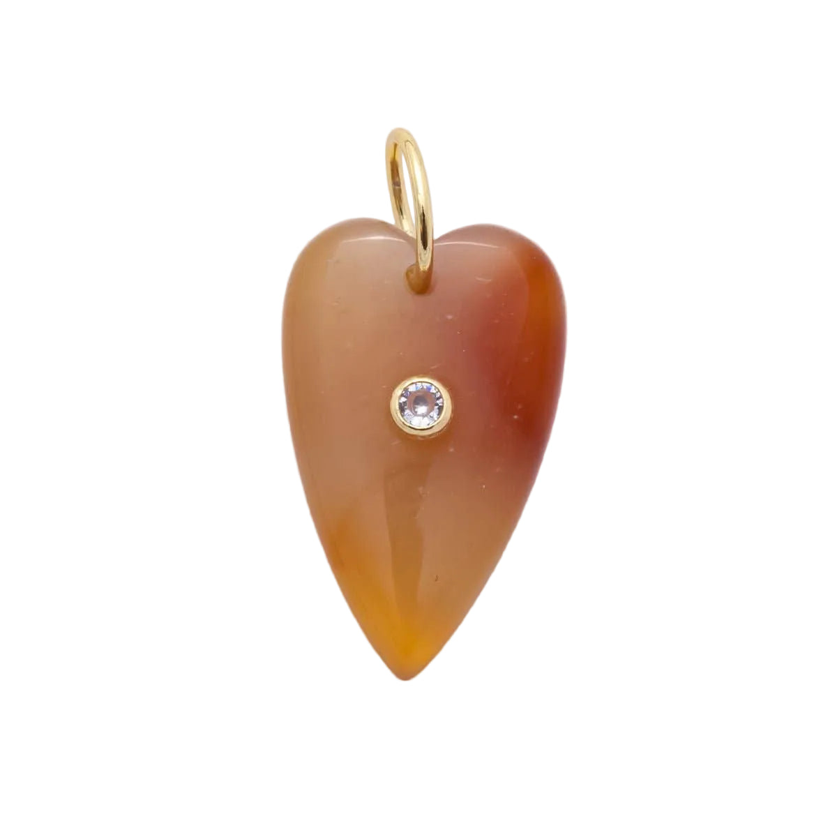 Quartz Long Heart Gemstone Charm in Carnelian