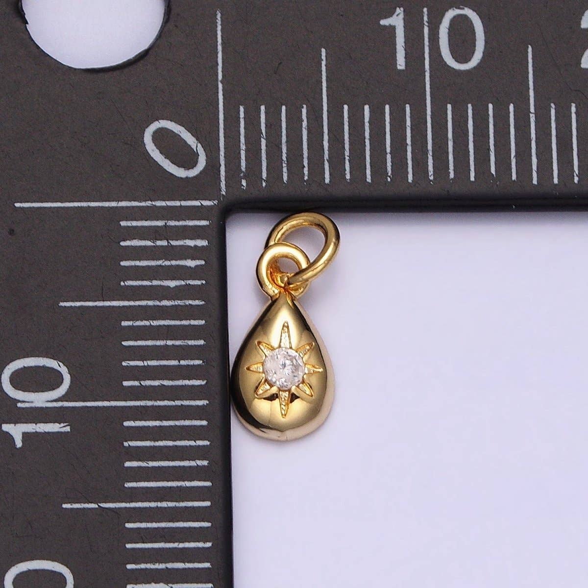 16K Gold Filled Mini Celestial North Star Clear CZ Teardrop Add-On Charm