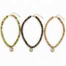 Beaded Necklace with Bezel Charm