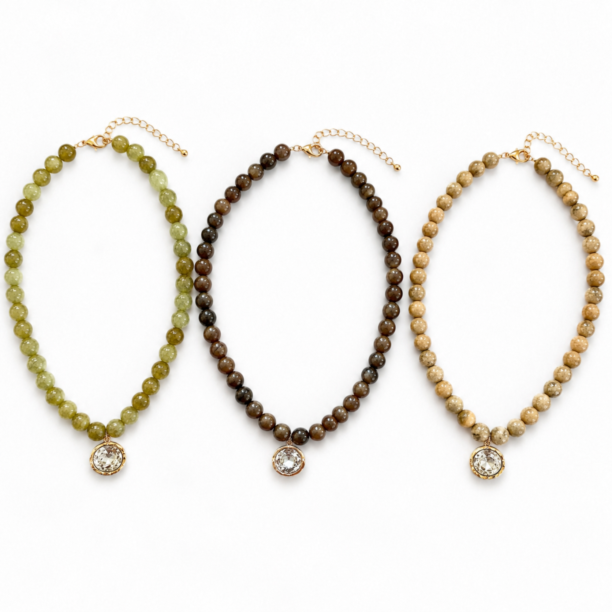 Beaded Necklace with Bezel Charm